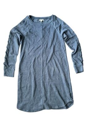 NWT Maurices Women’s Lace-Up Sleeve Long Sweatshirt Dress - Slate Blue Size S